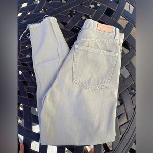 Mint Green Cropped Mango Jeans